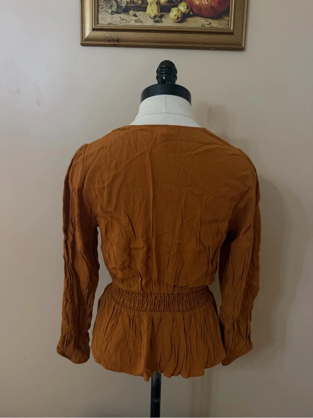 Banana republic Rust Brown Button-Front Peplum Blouse